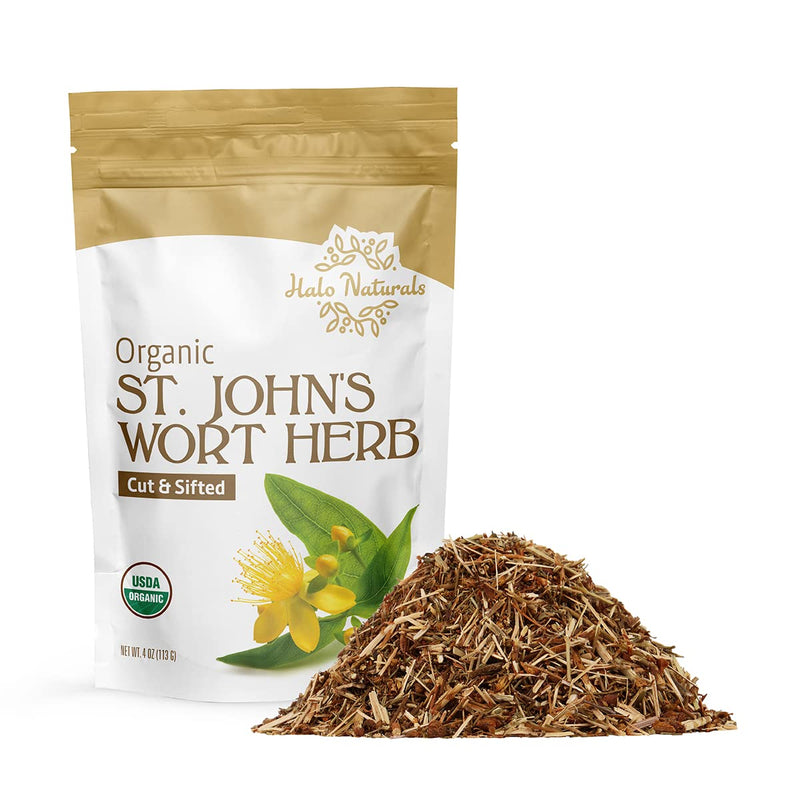 [Australia] - Organic St. John's Wort Herb Cut & Sifted (Hypericum perforatum) USDA Certified | Resealable Pouch| Packaged in The USA (4 Ounces (Pack of 1)) 4 Ounce (Pack of 1) 