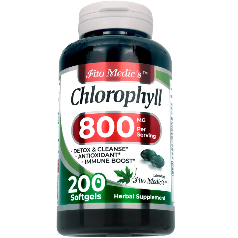 [Australia] - FITO MEDIC'S Lab - Chlorophyll - pure - 800 mg per serving- 200 Softgels - chlorophyll capsules -detox cleanse, greens supplements- chlorophyll pills - Ultra high Absorption. 
