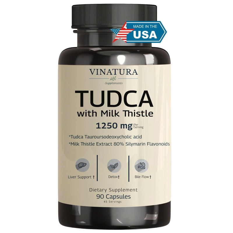 [Australia] - TUDCA Milk Thistle 1250mg - Tudca Supplement, Tudca Bile Salts, Liver Support, Gallbladder Supplements *USA Made and Tested* Bile Salts Supplement - 90 Capsules 