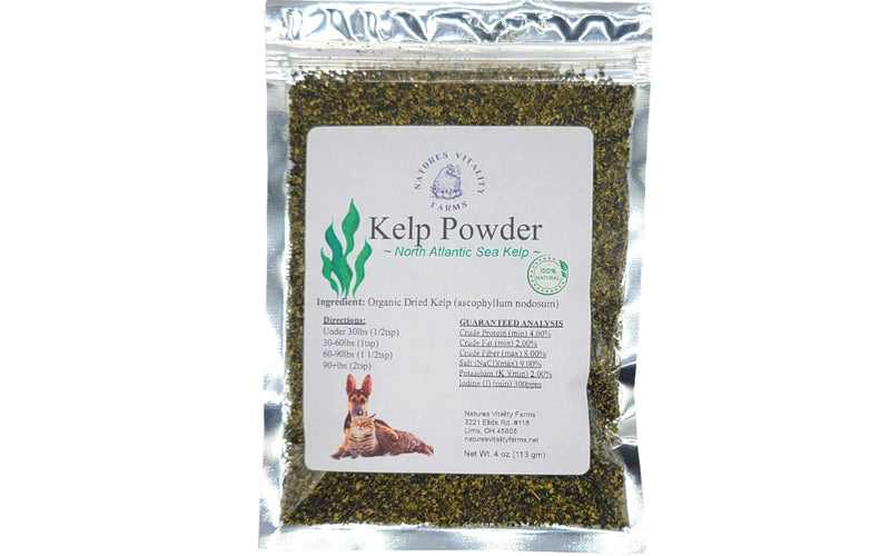 Kelp Powder for Dogs/Cats, Natural North Atlantic Ocean Sea Kelp, Vitamins Minerals and Antioxidants for Ultimate Health (4 Ounce) 4 ounce - PawsPlanet Australia