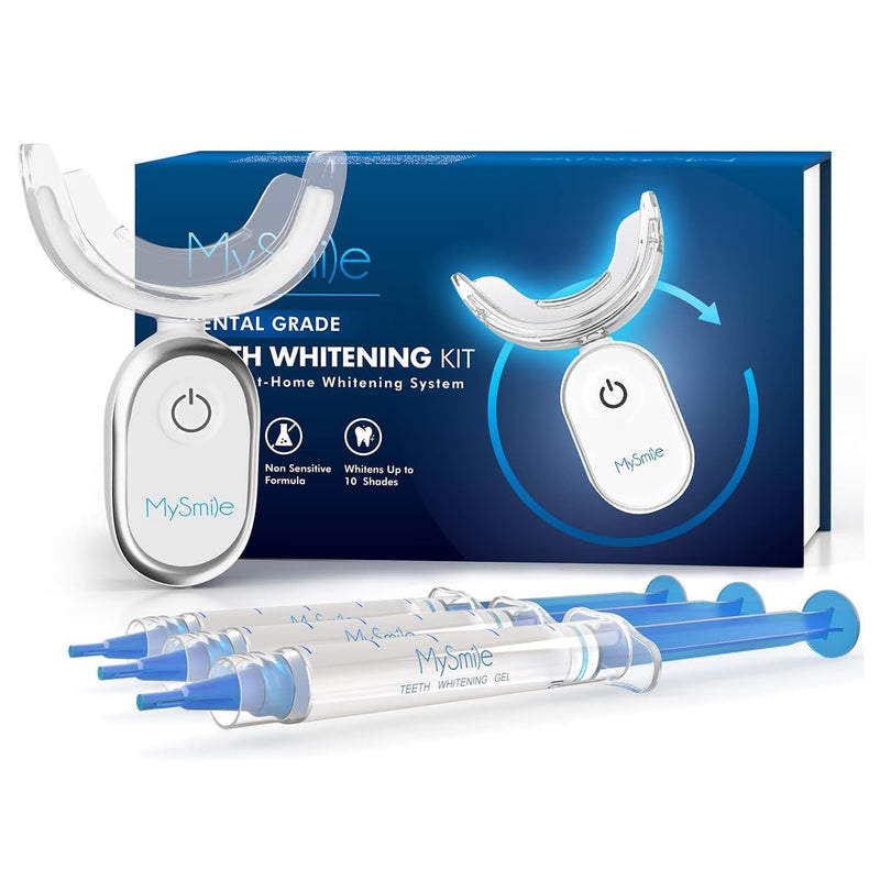 [Australia] - MySmile Teeth Whitening Kit for Sensitive Teeth with LED Light, 10 Min Non-Sensitive Fast Tooth Whitener, 3 Carbamide Peroxide Whitening Gel, Powerful Formula, Enamel Safe Blue 