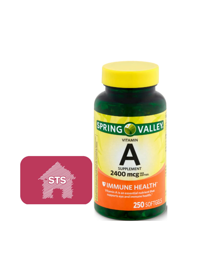 [Australia] - Spring Valley Vitamin A Supplement 2400 mcg, 250 Count + STS Sticker. 