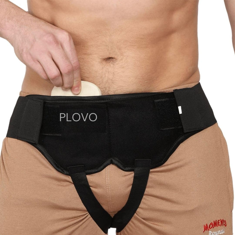 [Australia] - Premium Hernia Belt, Inguinal Groin Support Truss, Adjustable Dual-Side Compression (Black, Small) Black 