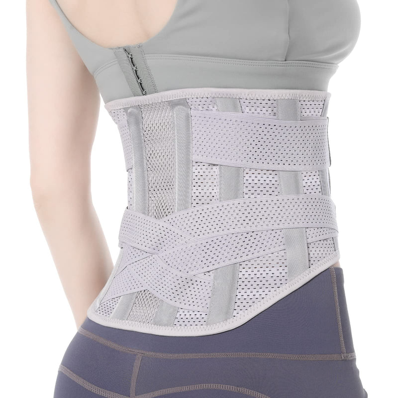 [Australia] - Breathable Back Brace for Relieve Lower Back Pain Women and Men - Back Support Belt and Improve Posture with Comfort, Back Pain Relief Products, Posture Corrector Grey Medium 