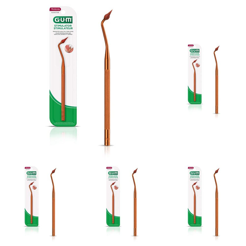 [Australia] - GUM Stimulator Permanent Handle with Rubber Tip, Precision Control, Massages Gums (Pack of 5) 