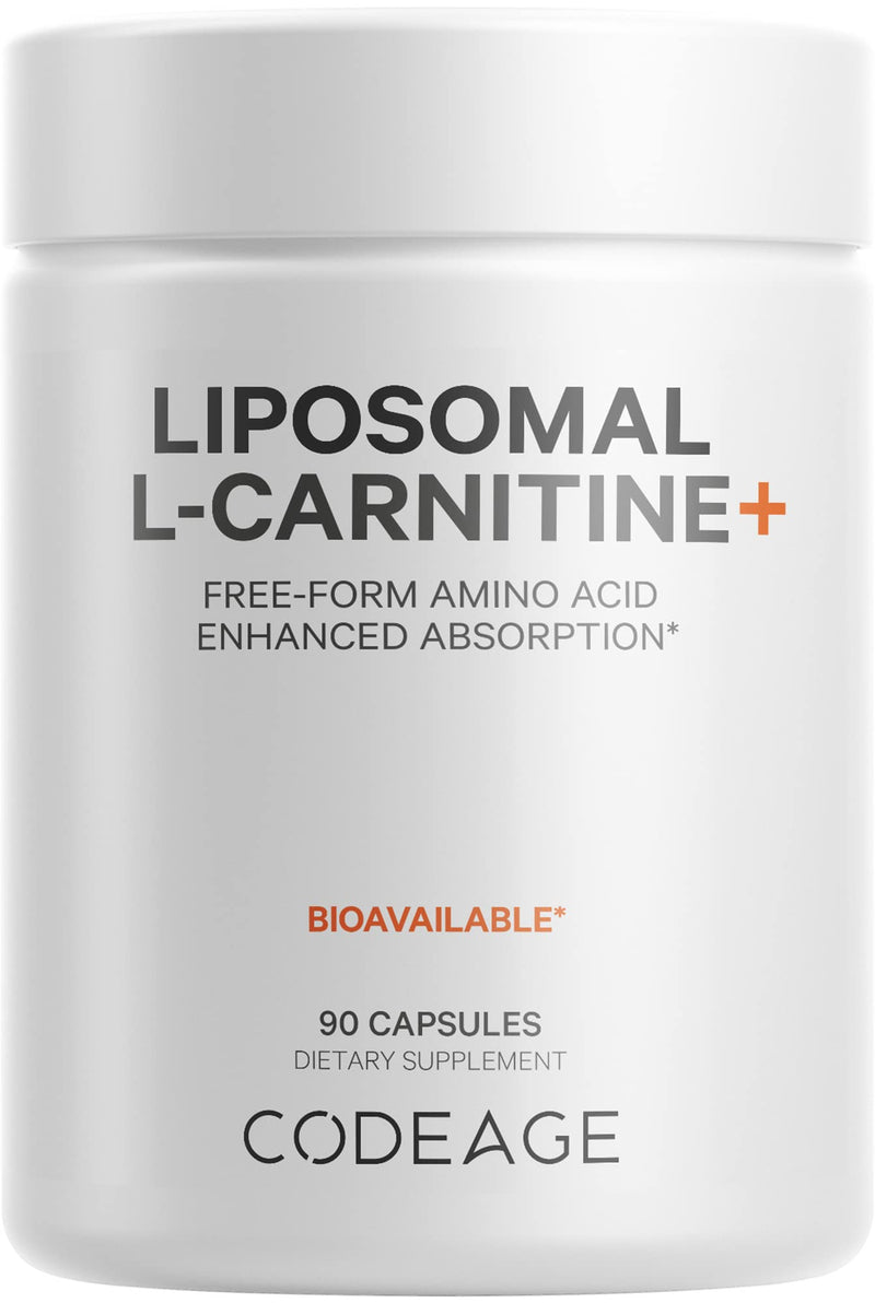 [Australia] - Codeage Liposomal L-Carnitine+ Supplement - 500 mg L-Carnitine L-Tartrate per Serving - Free-Form Amino Acid - Carnitine - Liposomal Delivery - Vegan, Non-GMO, Gluten-Free - 90 Capsules 