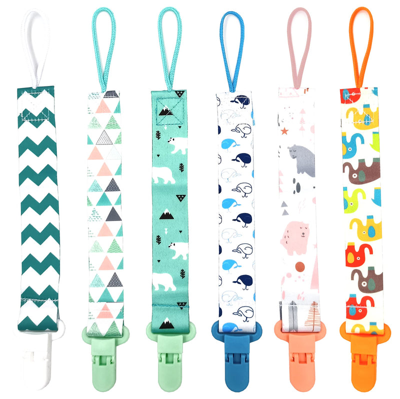 [Australia] - OnlyBP® Set 6 Baby Pacifier Holder Clip - Pacifier Clip for Boys and Girls Fits for Most Pacifiers - Protects Your Baby - Binkie Styles & Baby Teethers & Toys and Gift 