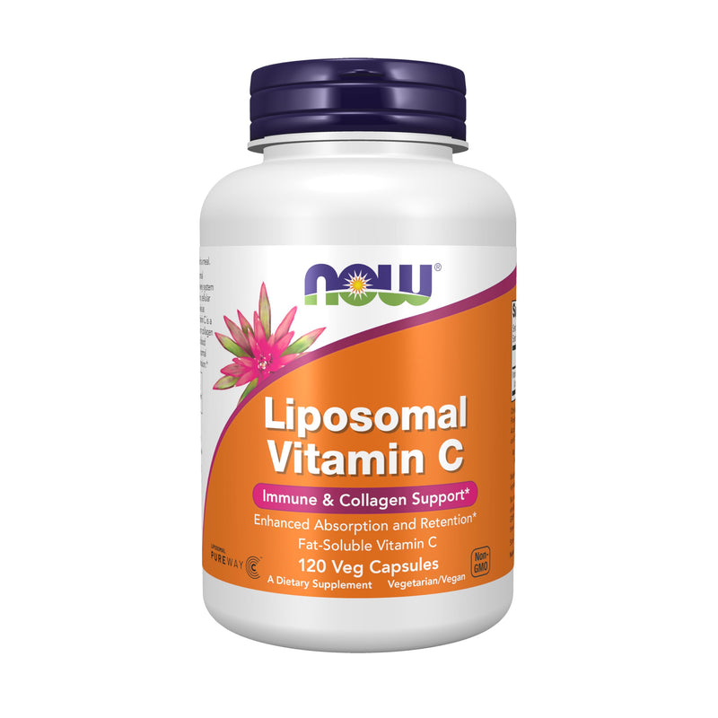 NOW Supplements, Liposomal Vitamin C, Immune & Collagen Support, 120 Veg Capsules Unflavored 120 Count (Pack of 1)
