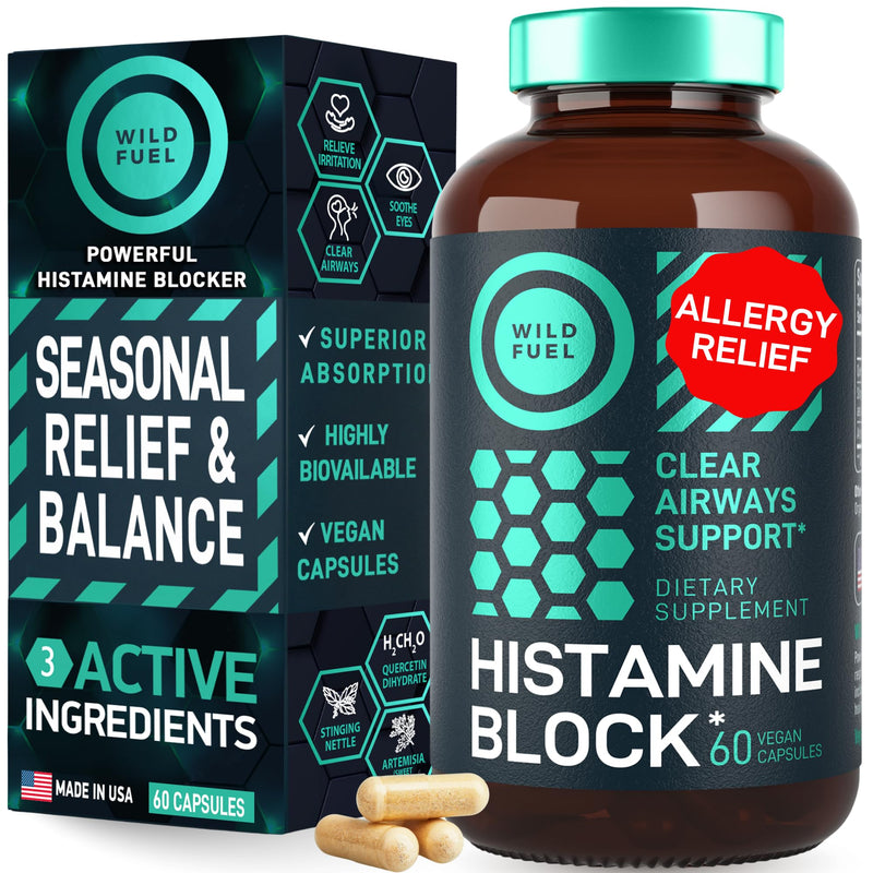 Histamine Block 10:1 Flavonoids Supplements - Seasonal Allergy Balance, Histamine Blocker - Quercetin, Stinging Nettle, Atermesia Natural Source Flavonoids - 60 Homeopathic Allergy Relief D-Hist Caps 60 Count (Pack of 1)