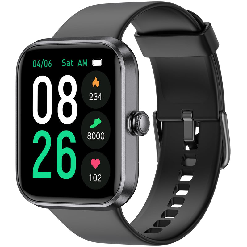 [Australia] - EURANS Smart Watch 45mm, AMOLED Fitness Watch with Heart Rate/Sleep Monitor Steps Calories Counter, IP68 Waterproof Activity Tracker Compatible with Android iOS Black 