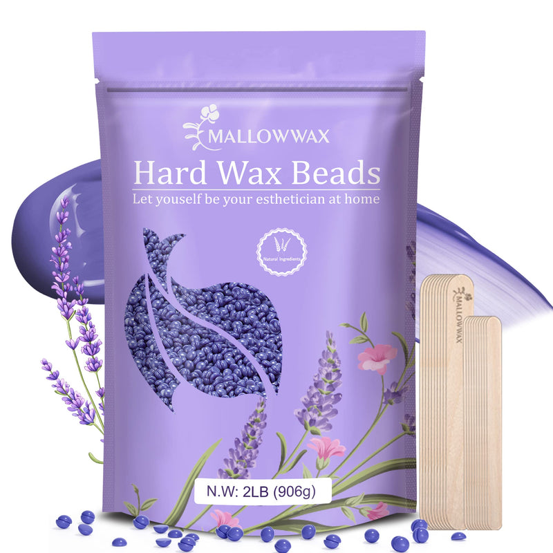 [Australia] - Lavender - Wax Beads for Hair Removal - Natural & Hypoallergenic Formula - Stripless Refillable 2LB - Ideal for At-Home Use and Sensitive Areas Lavender- 2 LB 