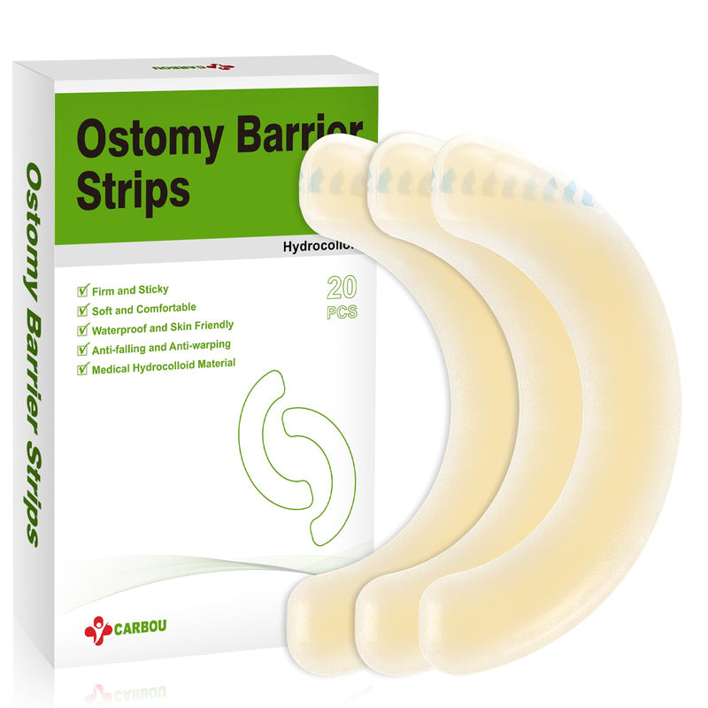 [Australia] - Carbou 20 Pcs Elastic Ostomy Barrier Strips - Medical Grade Hydrocolloid Waterproof Leak - Skin Adhesive Ostomy Barrier Tape for Colostomy Stoma Bags 