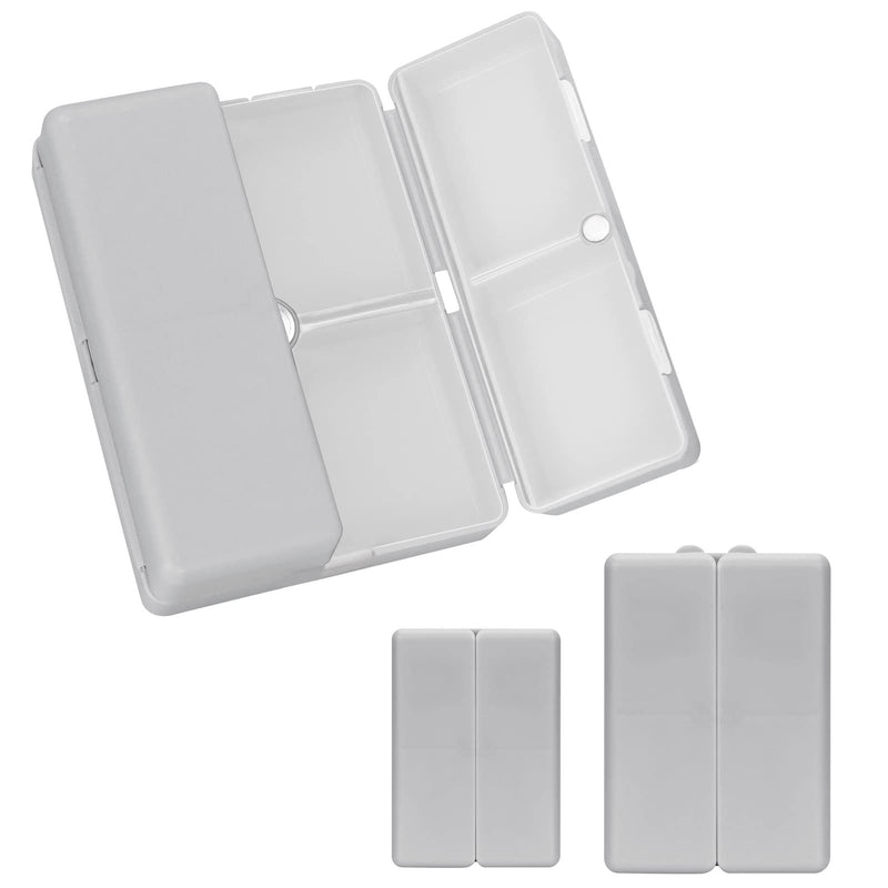 FYY Travel Pill Organizer, Pill Box Medicine Case-2pcs Grey | Easy to Use, Privacy Protection,Magnetic Foldable Pill Case for Purse or Pocket to Hold Vitamins,Supplements,Medication,2 Pcs Large (1 Piece), Small (1 Piece)