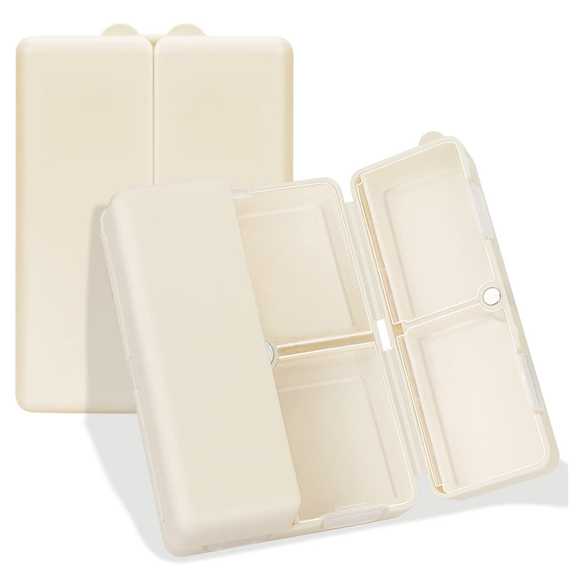 FYY Travel Pill Organizer,7 Compartments Large Pill Box Medicine Case-Beige | Easy to Use, Privacy Protection,Magnetic Foldable Large Pill Case for Purse or Pocket to Hold Vitamins,Supplements,Medication Large (1 Piece) Beige