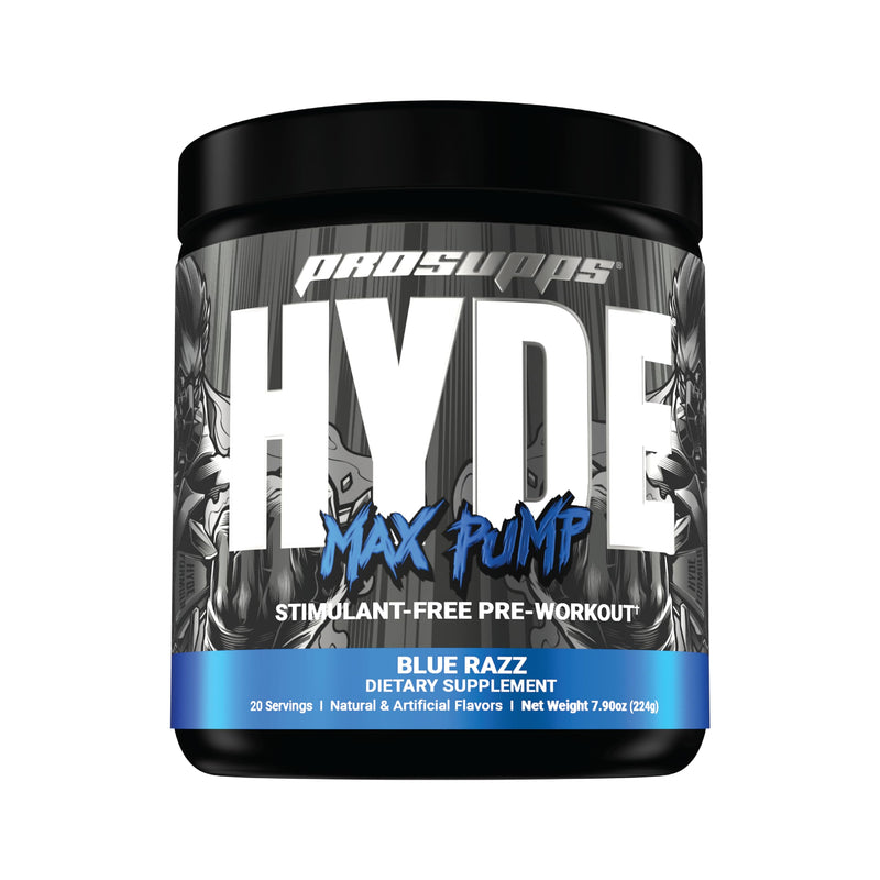 [Australia] - PROSUPPS Hyde Max Pump Pre Workout for Men and Women - Nitric Oxide Supplement for Pump and Endurance - Stimulant Free Pre Workout to Promote Blood Flow and Muscle Strength (Blue Razz, 20 Servings) 