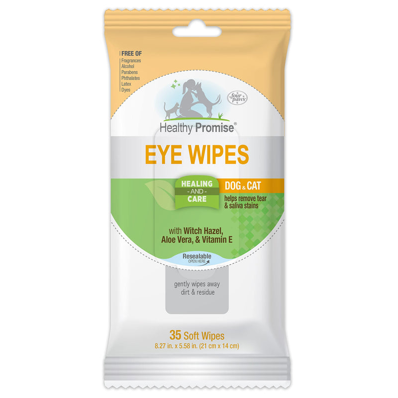 Four Paws Healthy Promise Grooming Pet Eye Cleaning Wipes for Dogs & Cats, 35 Count - PawsPlanet Australia