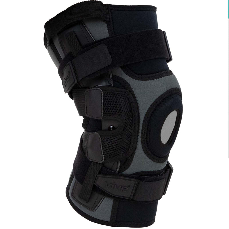 [Australia] - Vive Hinged Knee Brace with Side Stabilizers - Support for Patella & Meniscus Tear Pain for Men & Women - Adjustable Hinges for Hyperextension, MCL, ACL & Sports Injury - Heavy Duty for Stability Medium 
