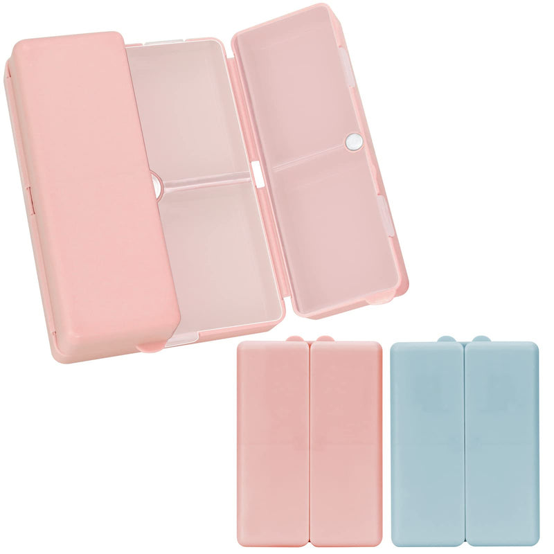 FYY Travel Pill Organizer, Large Pill Box Medicine Case-2pcs Pink Navy | Easy to Use, Privacy Protection,Magnetic Foldable Pill Case for Purse or Pocket to Hold Vitamins,Supplements,Medication,2 Pcs Large (2 Pieces) Pink+navy