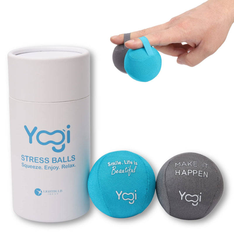 [Australia] - Yogi Stress Balls - Stress Ball with Finger Grip Strap, Stress Balls for Adults, Grip Strength Trainer Squeeze Balls, Anxiety Stress Relief, Fidget Handball, Squish Ball - 2 Pack 2Pack 