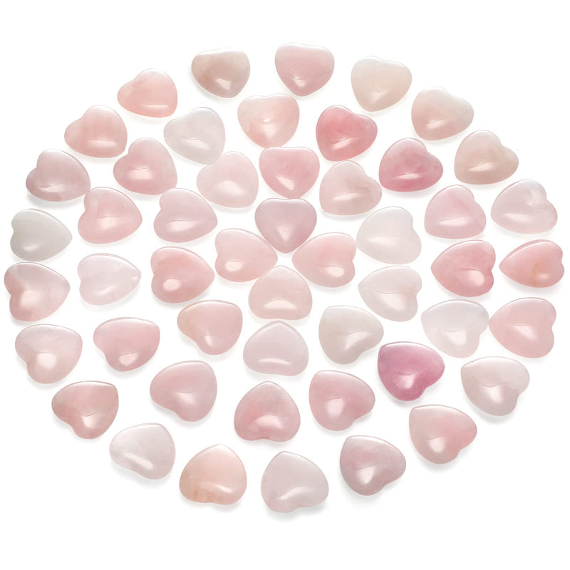 [Australia] - Gerrii 50 Pcs Heart Healing Stone Bulk Quartz Heart Rose Quartz Inspirational Stones Mother Day Gift for Women Love Pocket Polished Natural Energy Balancing Meditation 0.8 Inch 