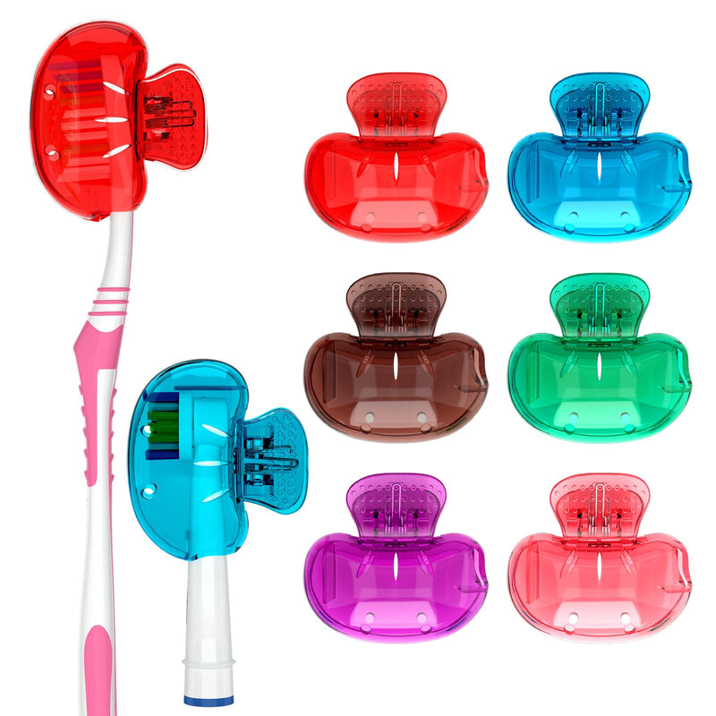 [Australia] - Nincha Snap-on Toothbrush Head Cover for Manual and Powered Toothbrush - Multiple Colors -Pack of 6 Red, Blue, Brown,Purple,Pink,Green 