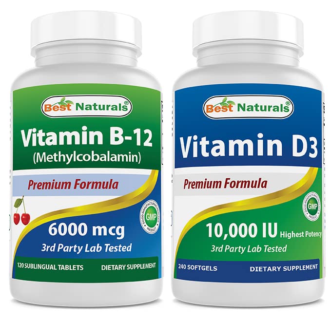 Best Naturals Vitamin B12 6000 mcg & Vitamin D3 10000 IU