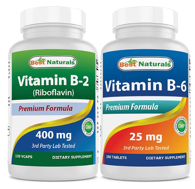 Best Naturals Vitamin B2 (Riboflavin) 400mg & Vitamin B-6 25 Mg