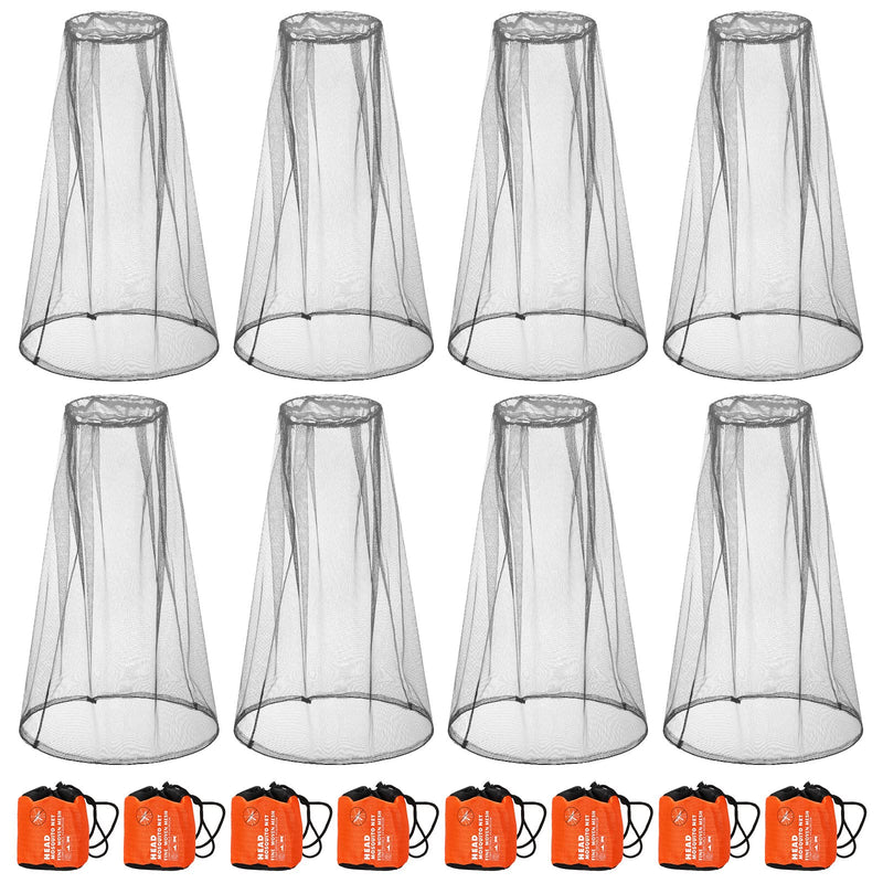 [Australia] - Tudomro 8 Pcs Mosquito Head Face Fly Netting Hood Mosquito Net Hat 18 x 18 Inch Bug Net for Head with Carry Bags(Gray) Gray 