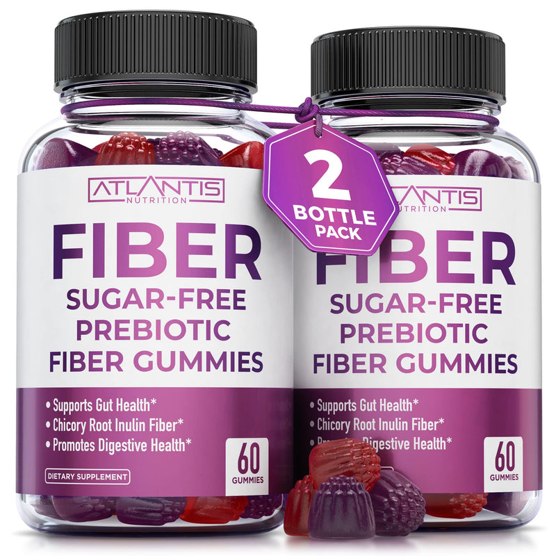[Australia] - Sugar Free Prebiotic Fiber Gummies For Adults - Fiber Supplement Formulated With 5G Fiber & 5.4G Prebiotic Digestive Blend. Supports Gut Health & Promotes Healthy Digestion - 2-Pack (120 Gummies) 60 Count (Pack of 2) 