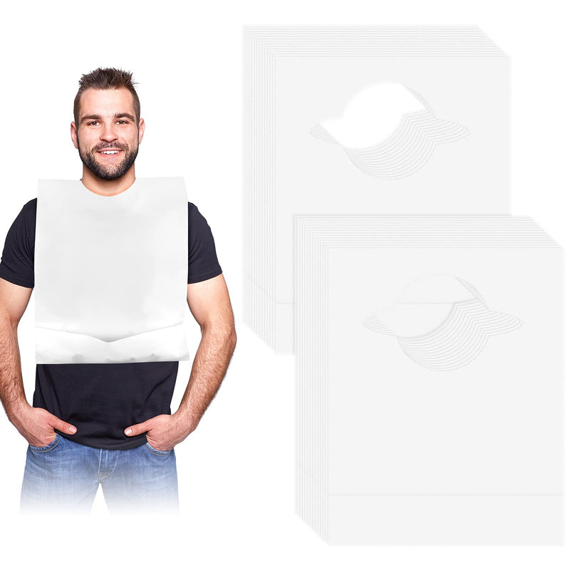 [Australia] - Hicarer Disposable Bibs Waterproof Disposable Bibs with Crumb Catcher Plastic Bibs Single Use Dining Clothing Protectors 100 