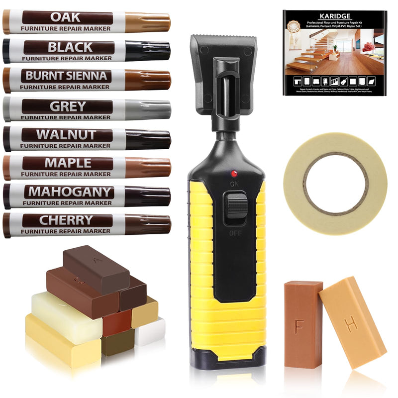 [Australia] - Floor Repair Kit with Heat Pen, Wood Laminate Vinyl Furniture Hardwood Linoleum Lvp Repair Wax Kit Touch Up Marker Cover Scratches, Stains, Cracks, Holes for Floor, Door, Cabinet, Table, Stairs etc. 