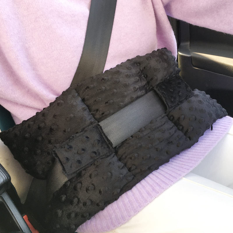 [Australia] - Ostomy Seatbelt Pillow, Stoma Shiled/Guard Cover, Ileostomy Urostomy Bag Pouch, No Squeezing, Ostomate Colon Bladder Cancer Must Have Ostomy Supplies Minky Dot Black 