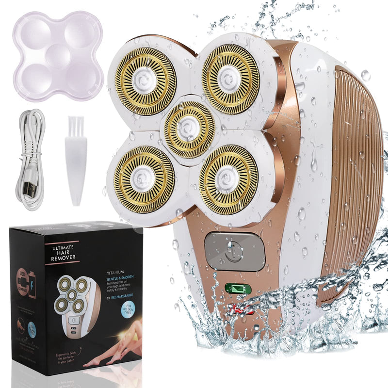 [Australia] - Electric-Razor-for-Women-Shaver Rechargeable Rotary Waterproof Painless Trimmer Cordless Hair Remover with Detachable Head Wet Dry Use for Womens Legs Face Lips Pubic Hairs Bikini Body 