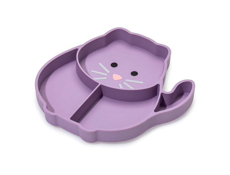 [Australia] - melii Divided Silicone Suction Plate - 100% Silicone, for Baby + Toddlers – BPA Free, Dishwasher & Microwave Safe (Cat) Cat 