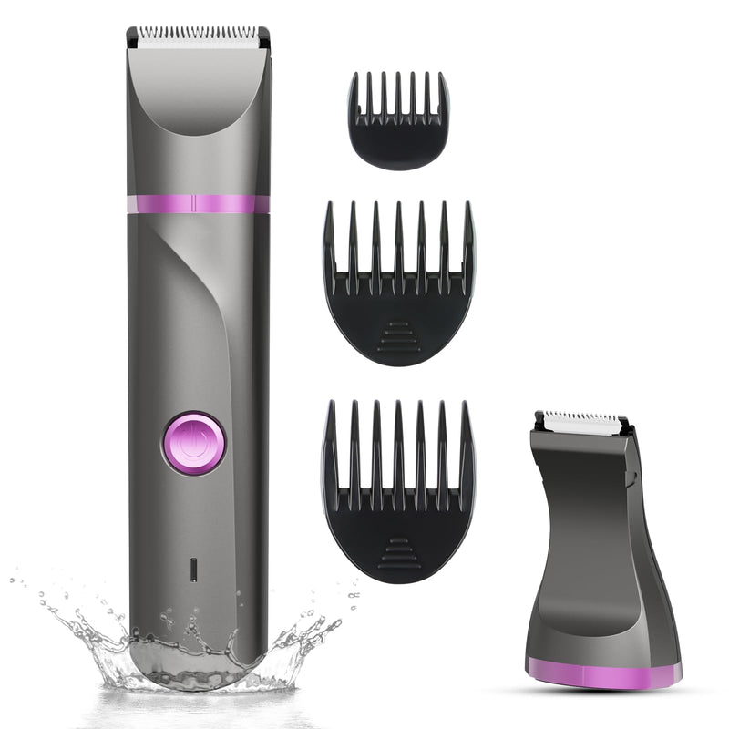 [Australia] - AREYZIN Pubic Hair Trimmer Women Bikini Trimmer Electric Shaver Razor for Bikini Armpit Legs Groin Hair Removal Body Hair Trimmer, Rechargeable Waterproof for Wet and Dry Use，Gray&Purple Gray 