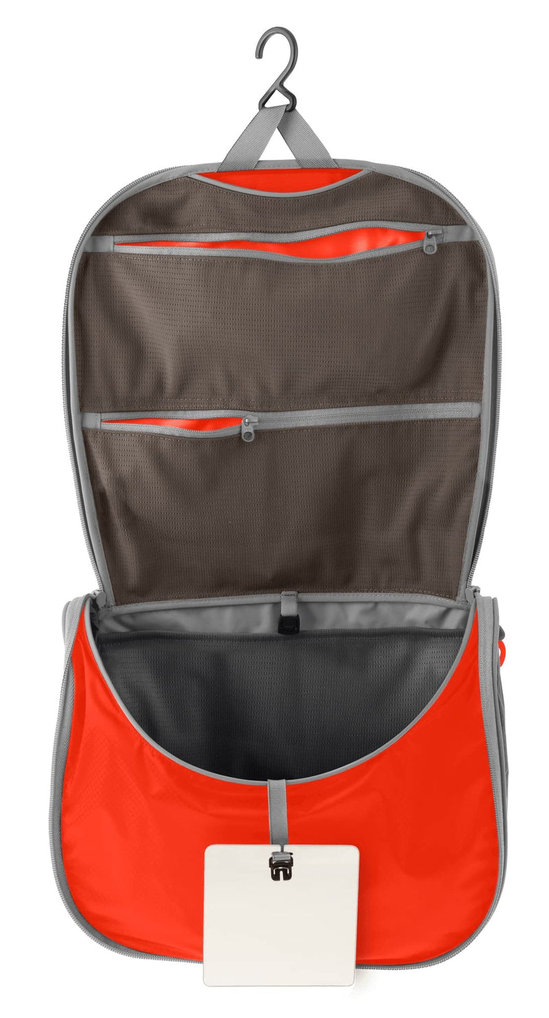 Sea to Summit Large Hanging Toiletry Bag, Travel Organizer, Spicy Orange | Ultralight hanging toiletry bag with multiple compartments organizes makeup and toiletries for travel and outdoor adventures