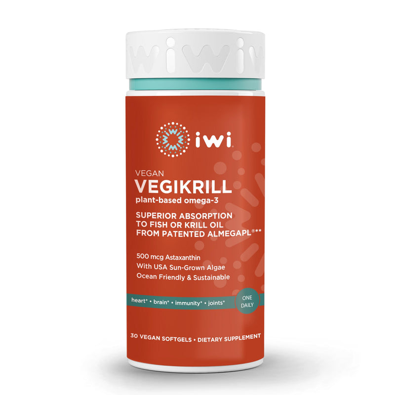 [Australia] - Iwi life Vegikrill Omega-3, 30 Softgels (30 Servings), Vegan, Plant-Based Algae Omega-3 with Astaxanthin, Whole-Body Support Dietary Supplement, Krill & Fish Oil Alternative, No Fishy Aftertaste 30 Servings 