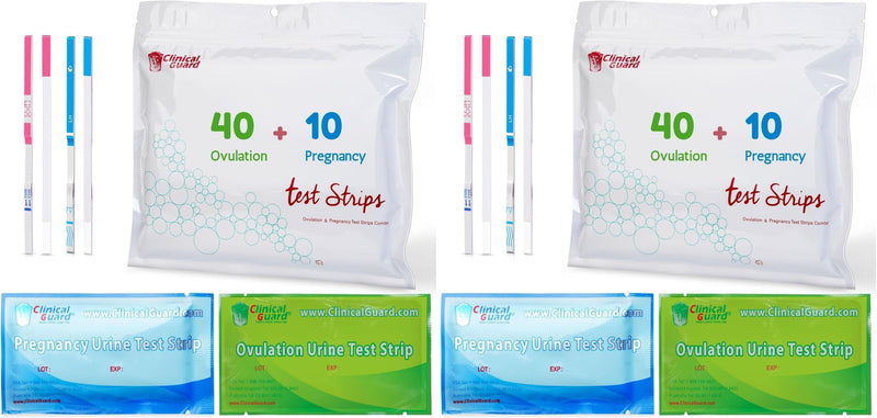 Clinical Guard 40 Ovulation Test Strips and 10 Early Pregnancy Test Strips Combo Rapid HCG Test Fertility Ovulation Predictor Kit (Pack of 2)