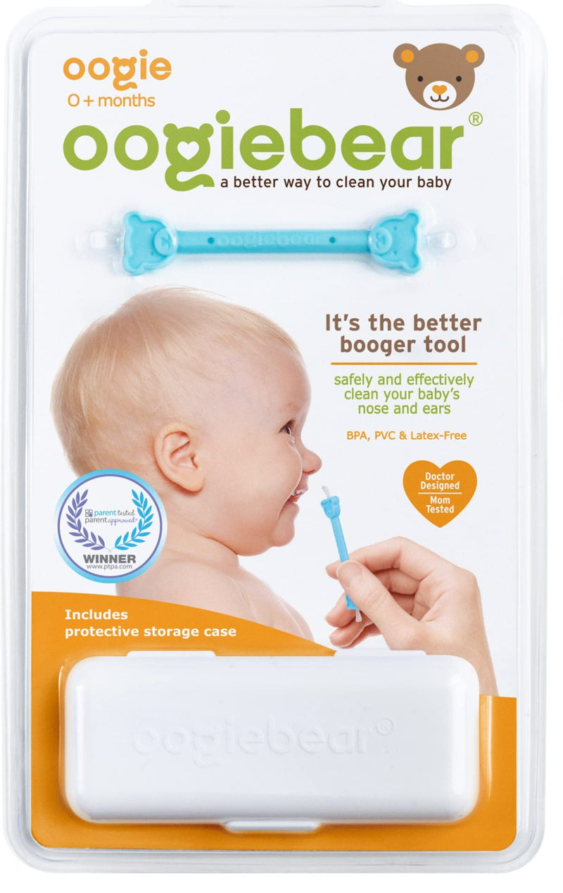 [Australia] - oogiebear: Baby Nose Cleaner & Ear Wax Removal Tool - Safe Booger & Earwax Removal for Newborns, Infants, Toddlers - Dual-Ended - Essential Baby Stuff, Diaper Bag Must-Have, with CASE Blue 1 Pack - Blue w/ Case 