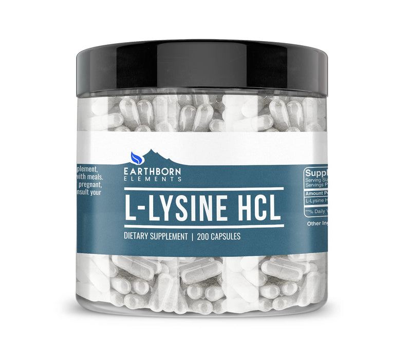 [Australia] - Earthborn Elements L-Lysine HCL 200 Capsules, Pure & Undiluted, No Additives 200 Count (Pack of 1) 