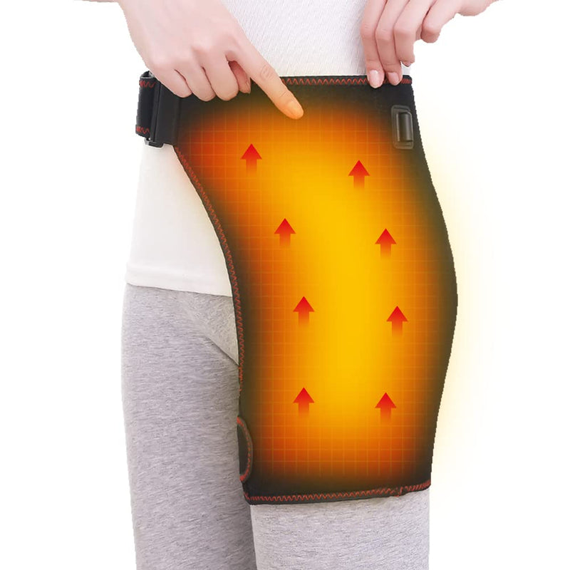 Electric Heated Hip Wrap, Heating Thigh Brace Therapy Heated Hip Support for Bursitis, Hamstring, Arthritis, Bursitis, Injuries, Nerve Pain Relief, 3 Temperature Settings & Timer