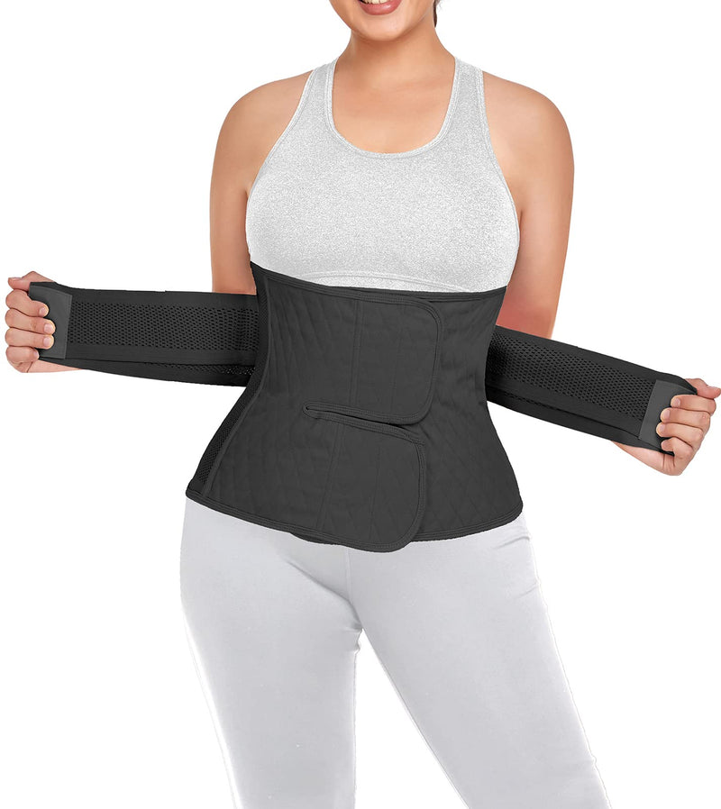 [Australia] - Postpartum Belly Band Abdominal Binder Post Surgery C-section Belly Binder Wrap Girdle Recovery Belt Back Support (Small/Medium, Black) Small/Medium 