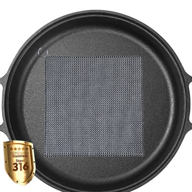 [Australia] - Mesh Cast Iron Scrubber Fine Rings Welded Chainmail Scrubber for Cups, Skillet Cast Iron Cleaner (7.1"X7.1") 7.1"X7.1" 