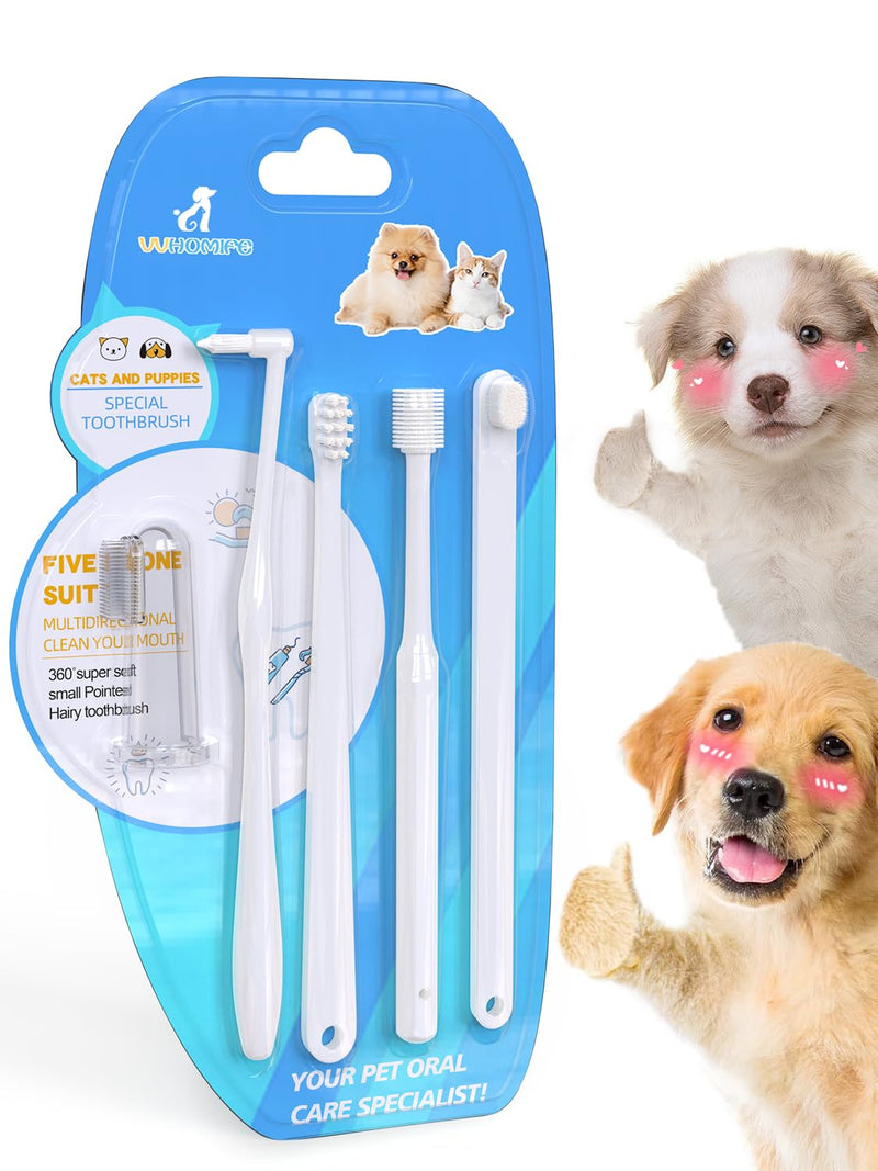 [Australia] - Small Dog Toothbrush Kit,Puppy Tooth Brushing Kit, Suitable for All Puppy and Samll Dogs Dental Care. White, Soft Bristles, Meet All Cleaning Needs, Multi-Functional Dental Cleaning. 