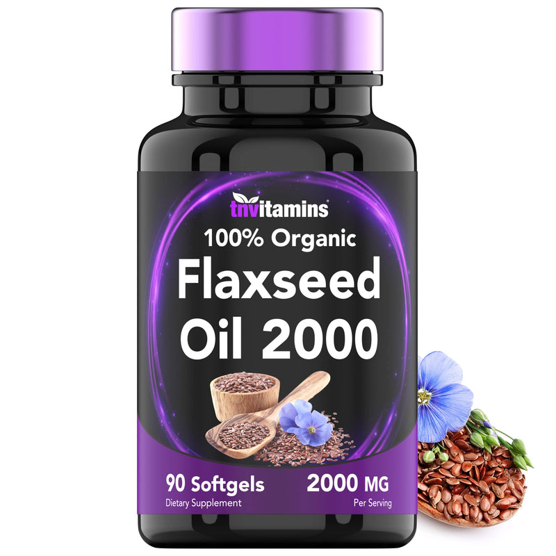 [Australia] - Organic Flaxseed Oil Softgels: 2000 mg x 90 Softgels | High in Omega-3 Fatty Acids | Flaxseed Oil Supplement for Women & Men | Non-GMO 