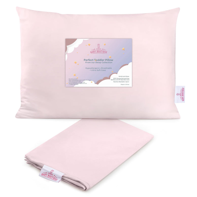 [Australia] - Pink - Kona's Perfect Toddler Pillow with Softest Toddler Pillowcase - 13 x 18 inch Toddler Pillow - Toddler Pillow 2 Year Old, Toddler Pillow for 3 Year Old Pink 