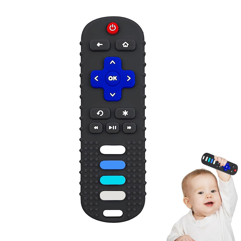 [Australia] - Baby Silicone Teething Toys, Toy Remote for Toddlers 6-18 Months, Kids Remote Teething Toy, TV Remote Teether Toys, BPA Free & Refrigerator Safe Black-01 