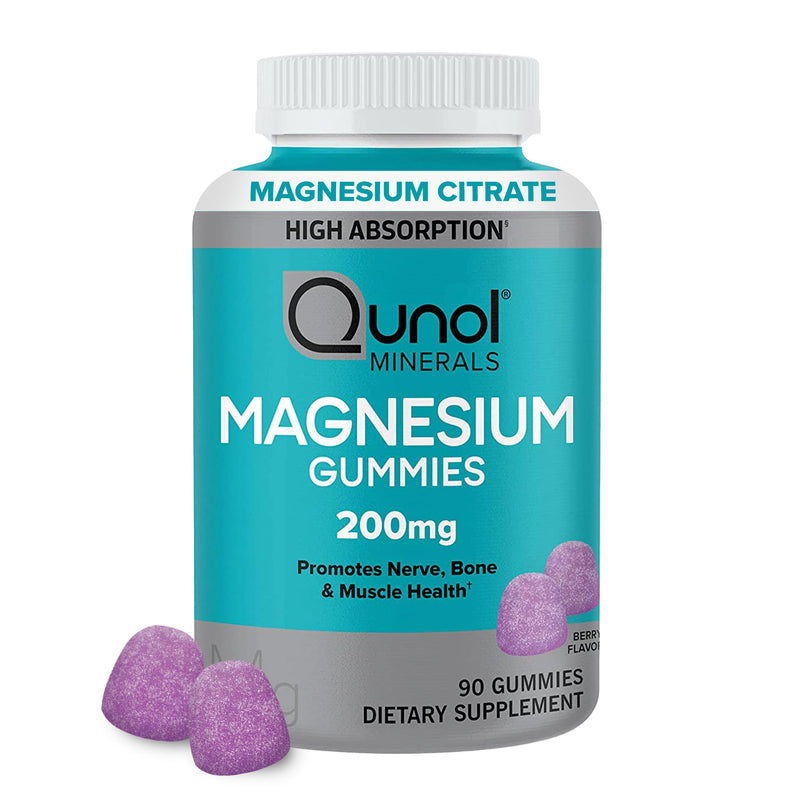 [Australia] - Qunol Magnesium Gummies for Adults, 200mg Elemental Magnesium (from 1,750mg Magnesium Citrate), High Absorption Magnesium Supplement, Supports Nerve, Bone and Muscle Health, Vegetarian, 90 Count Berry 90 Count (Pack of 1) 