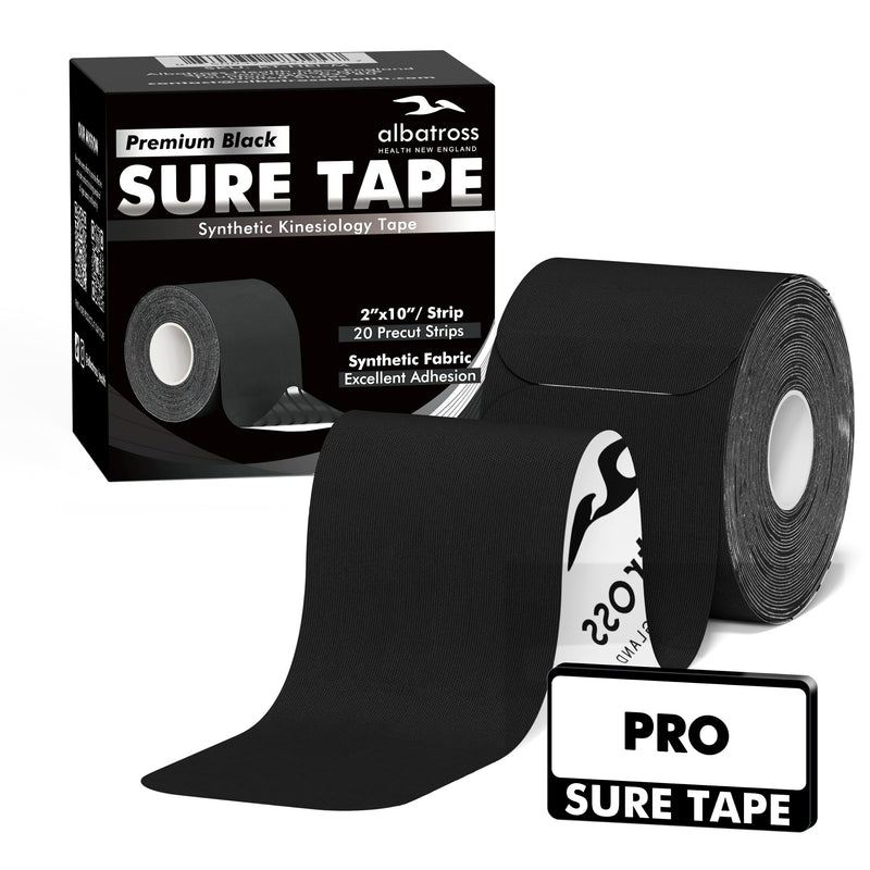 [Australia] - Sure Tape Water Resistant pro Synthetic Kinesiology Tape Roll Therapeutic Sports Tape Latex Free, 20 Precut, 10” Strips 