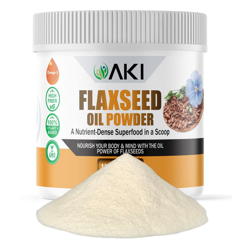 [Australia] - AKI Flaxseed Oil Powder - Packed with Essential Nutrients Like Omega-3 Fatty acids, Fiber, & Lignans - Free from Artificial Additives, Made with Ideal Quality Ingredients (5.30oz/150g) 